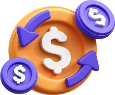 Daily cashback coin with circular arrows