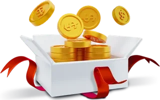 Welcome bonus pack gift box with gold coins